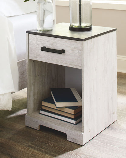 Shawburn - Whitewash / Charcoal Gray - One Drawer Night Stand - Hornell Furniture Outlet