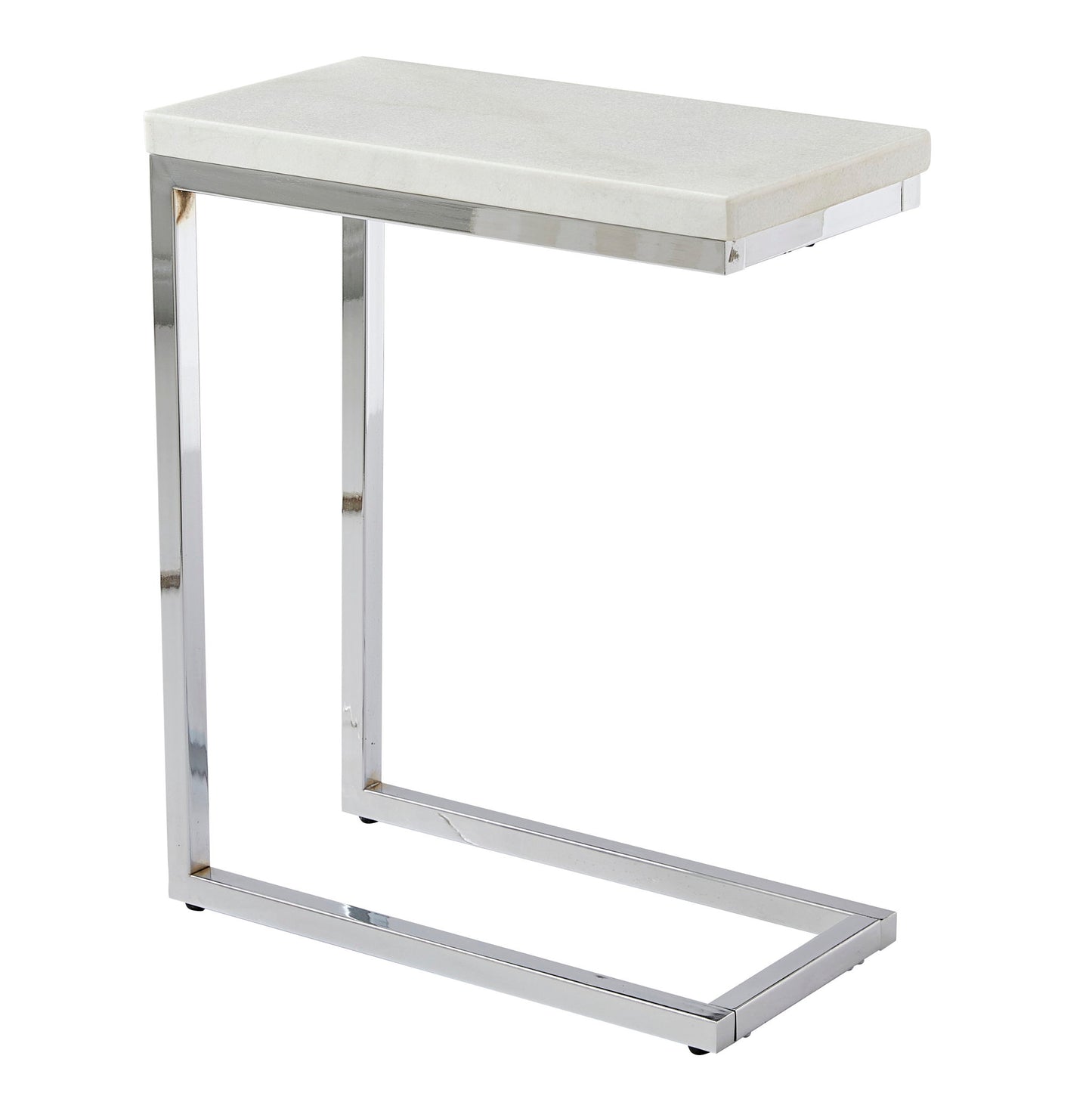 Echo - White Marble Top Chairside Table - White - Hornell Furniture Outlet