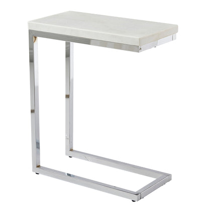 Echo - White Marble Top Chairside Table - White - Hornell Furniture Outlet