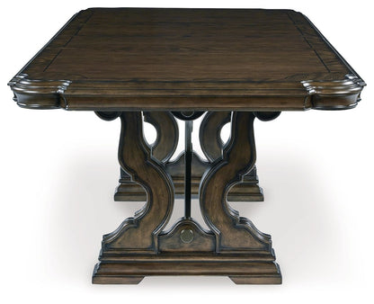 Maylee - 11 Pc. - Dining Extension Table, 4 Side Chairs, 2 Arm Chairs, Storage Bench, Buffet And Hutch - Dark Brown - Hornell Furniture Outlet