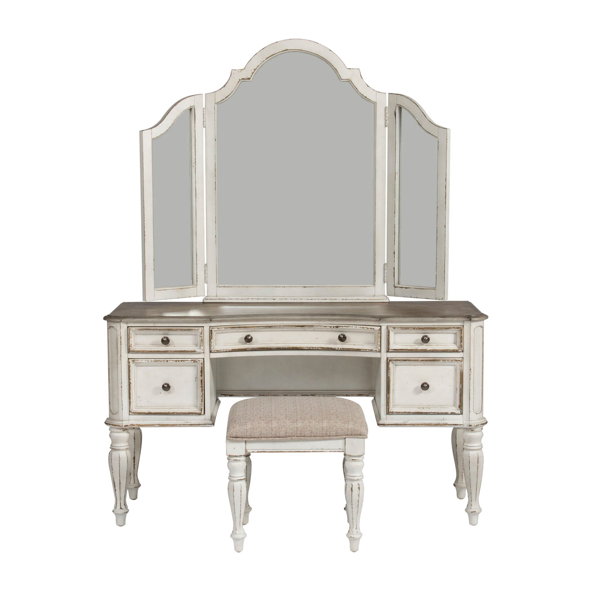 Magnolia Manor - 3 Piece Vanity Set - White - Hornell Furniture Outlet