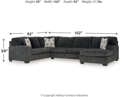 Hollyview - Shadow - 3 - Piece Sectional With Raf Corner Chaise - Hornell Furniture Outlet