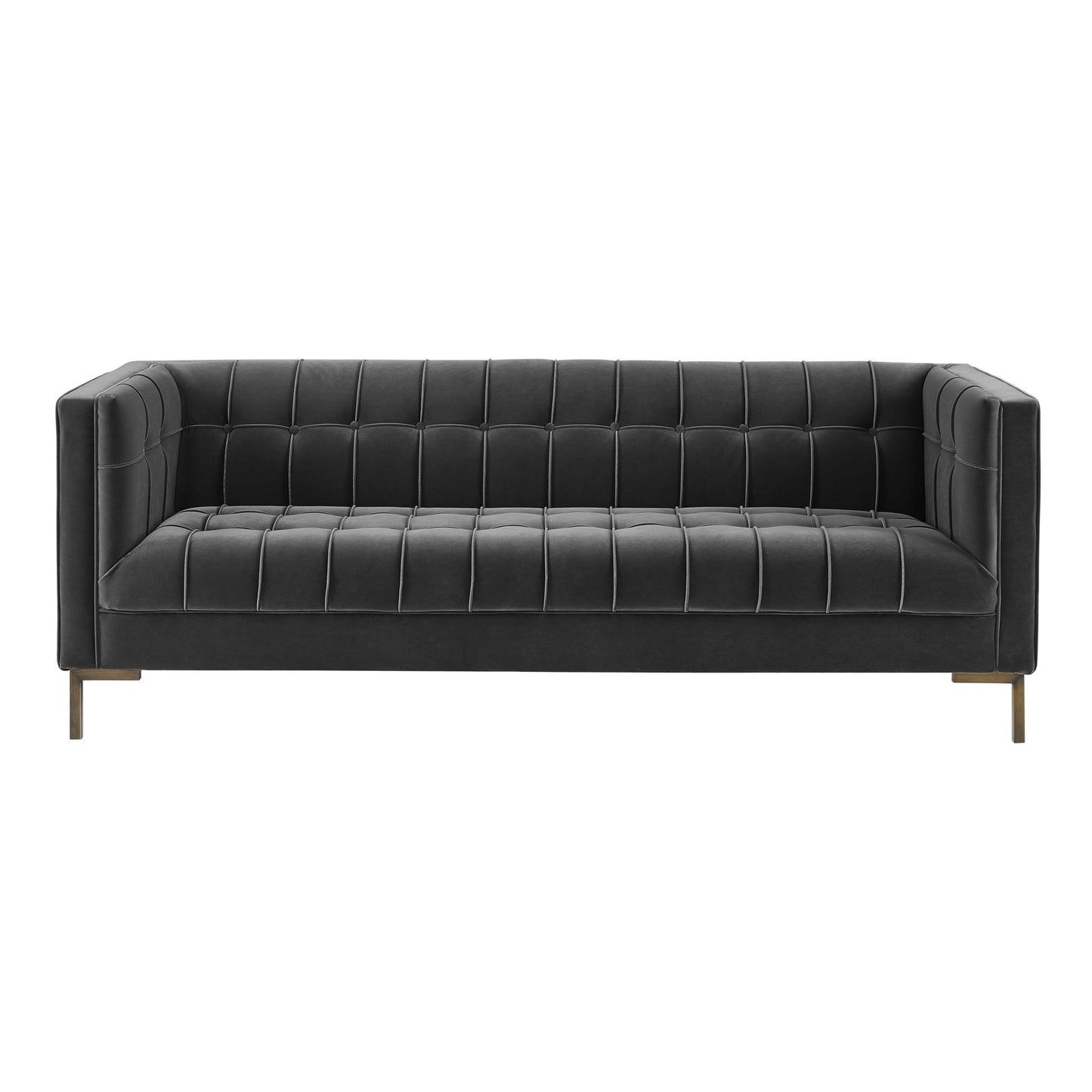 Isaac - Channel Stitch Velvet Sofa - Hornell Furniture Outlet