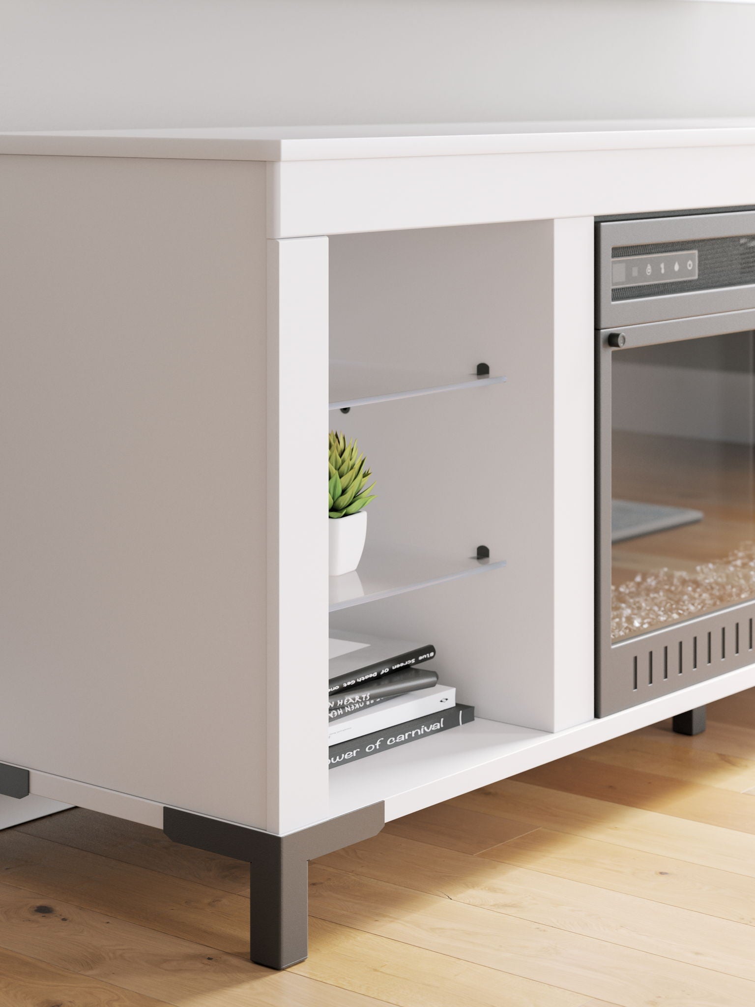 Brollevi - White - TV Stand With Fireplace - Hornell Furniture Outlet