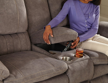 Reyes - Lay Flat Reclining Console Loveseat With Storage & Cupholders - Hornell Furniture Outlet