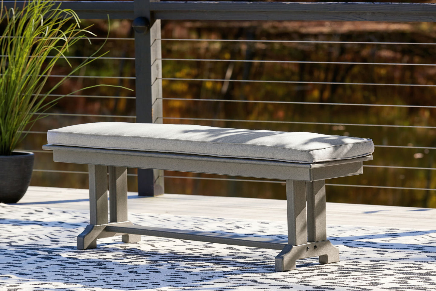 Visola - Gray - Bench with Cushion - Hornell Furniture Outlet