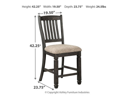 Tyler Creek - Black / Grayish Brown - Upholstered Barstool (Set of 2) - Hornell Furniture Outlet