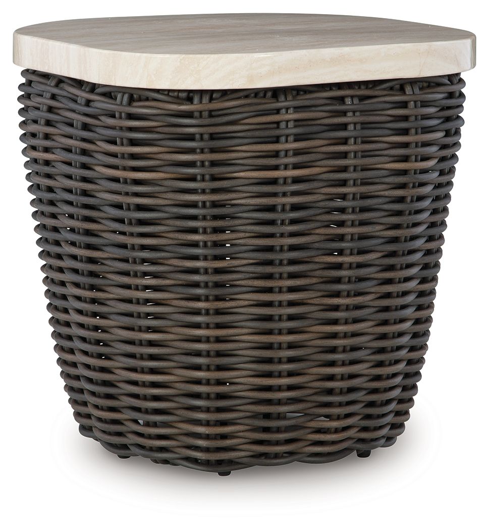 Kimora - Beige / Dark Brown - Square End Table - Hornell Furniture Outlet