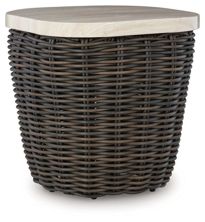 Kimora - Beige / Dark Brown - Square End Table - Hornell Furniture Outlet