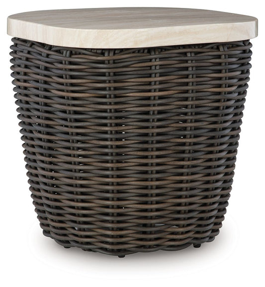 Kimora - Beige / Dark Brown - Square End Table - Hornell Furniture Outlet