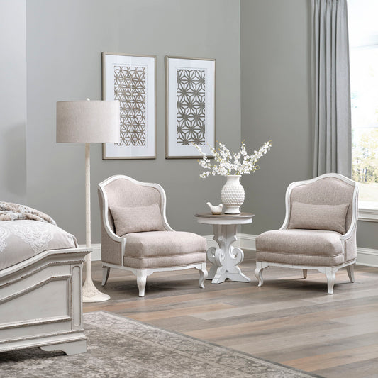 Magnolia Manor - Upholstered Accent Chair - Antique White & Weathered Bark - Hornell Furniture Outlet
