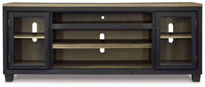 Foyland - Black / Brown - XL TV Stand w/Fireplace Option - Hornell Furniture Outlet
