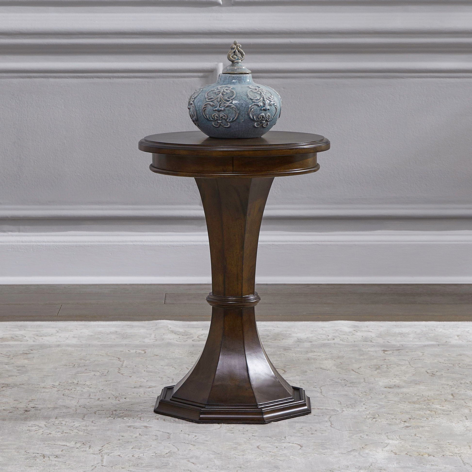 Arden Road - Round Chairside Table - Satin Cherry - Hornell Furniture Outlet