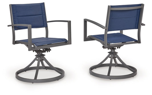 Rocky Creek - Sling Swivel Chair (Set of 2) - Blue / Gray - Hornell Furniture Outlet