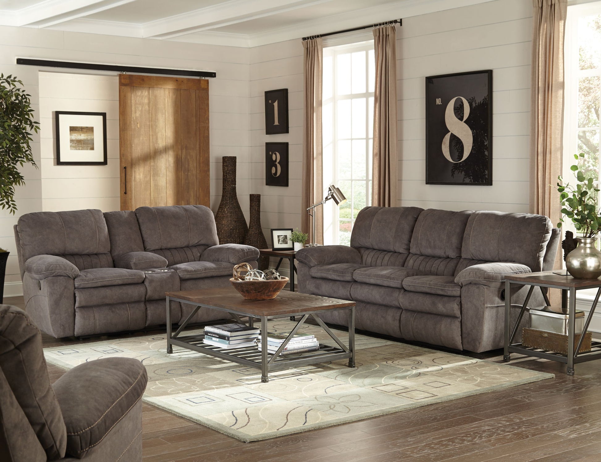 Reyes - Lay Flat Reclining Console Loveseat With Storage & Cupholders - Hornell Furniture Outlet