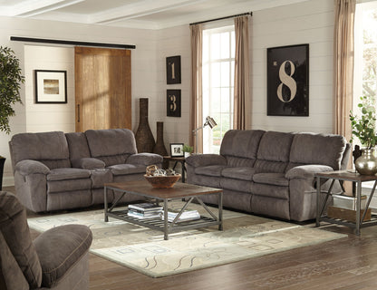 Reyes - Lay Flat Reclining Console Loveseat With Storage & Cupholders - Hornell Furniture Outlet