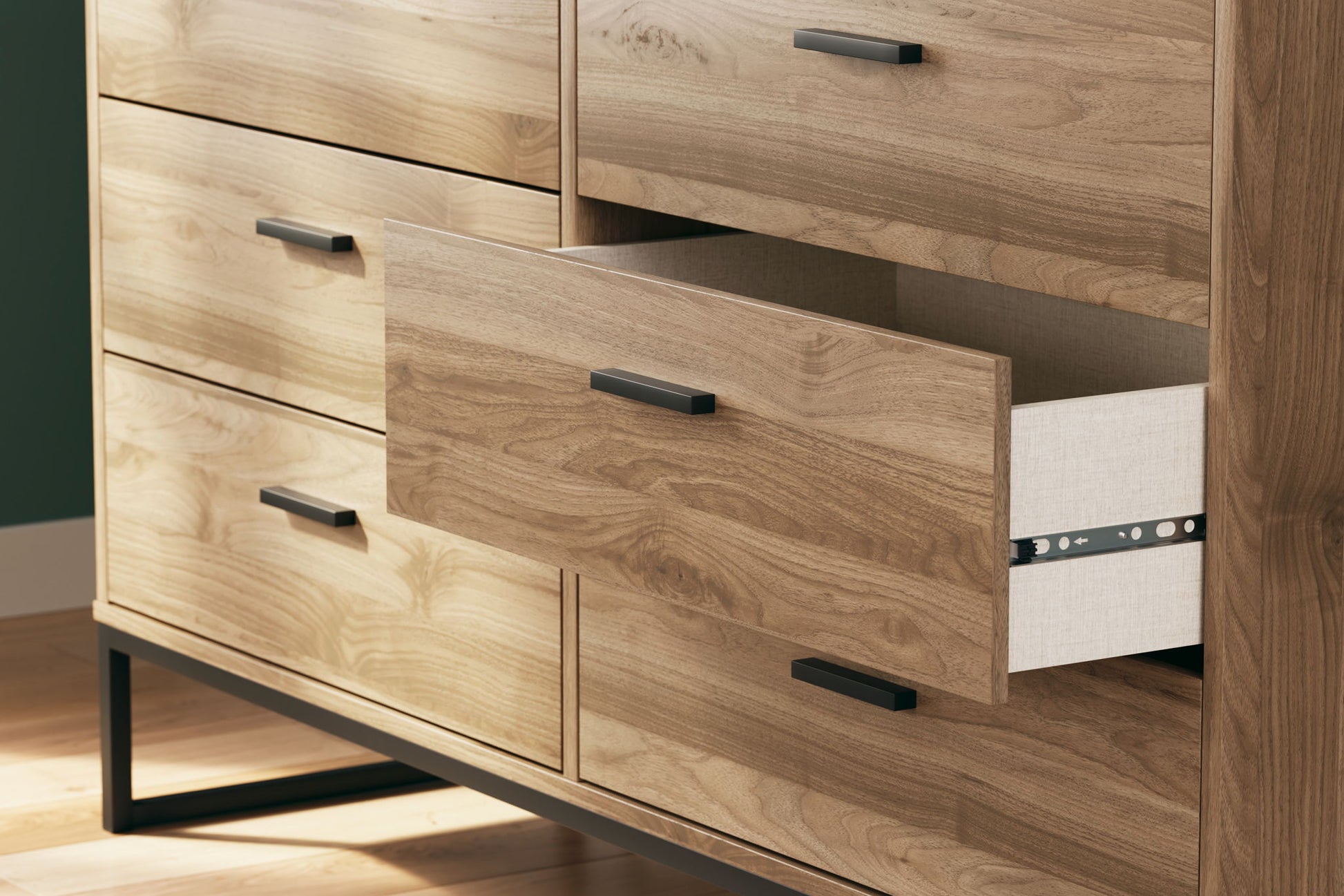 Deanlow - Honey - Six Drawer Dresser - Hornell Furniture Outlet