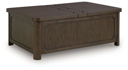 Breckington - Dark Brown - Cocktail Table With Storage - Hornell Furniture Outlet