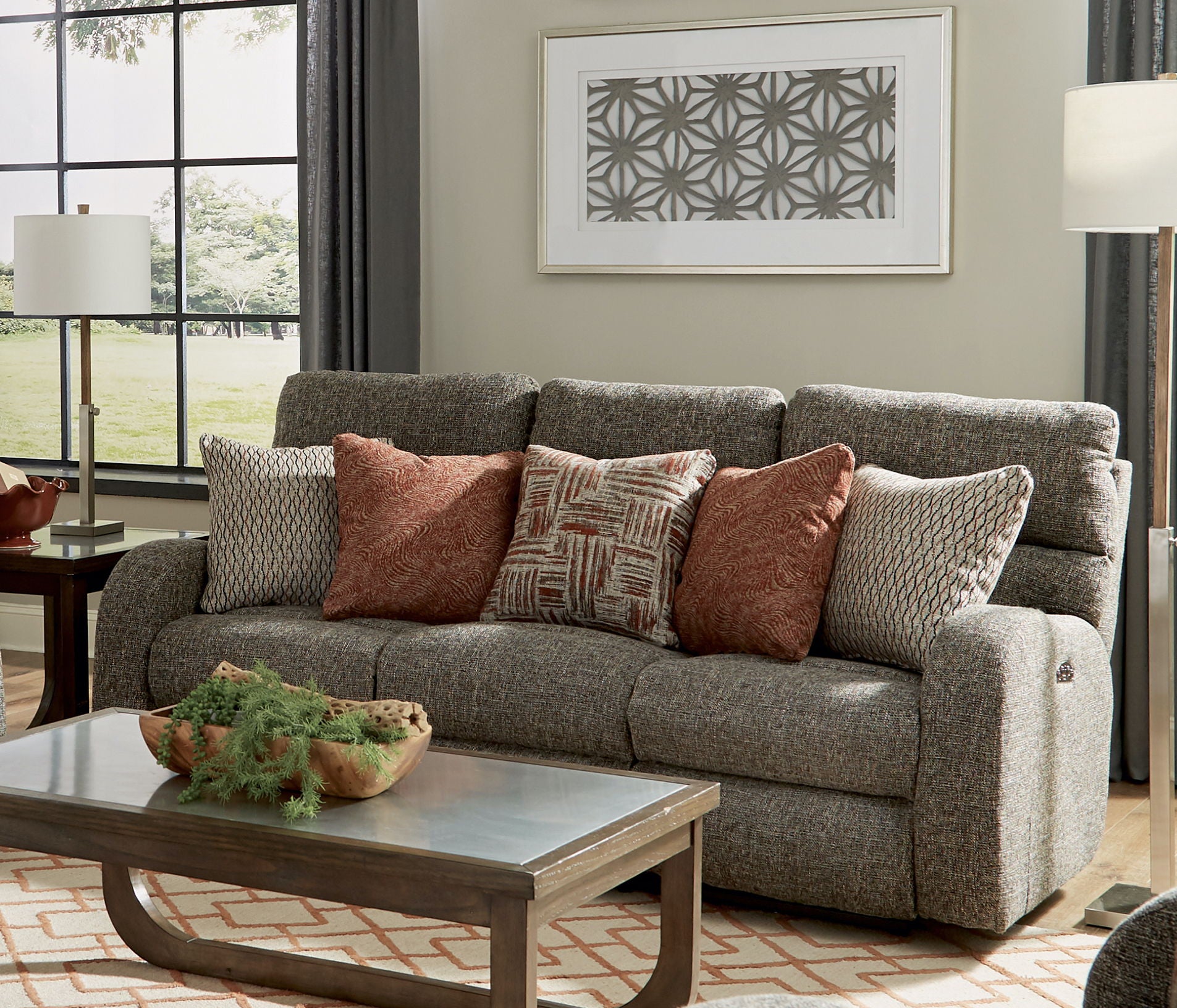 Liam - Power Headrest Power Lay Flat Reclining Sofa - Coal - Hornell Furniture Outlet