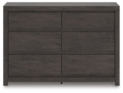 Fraluna - Charcoal - Six Drawer Dresser - Hornell Furniture Outlet