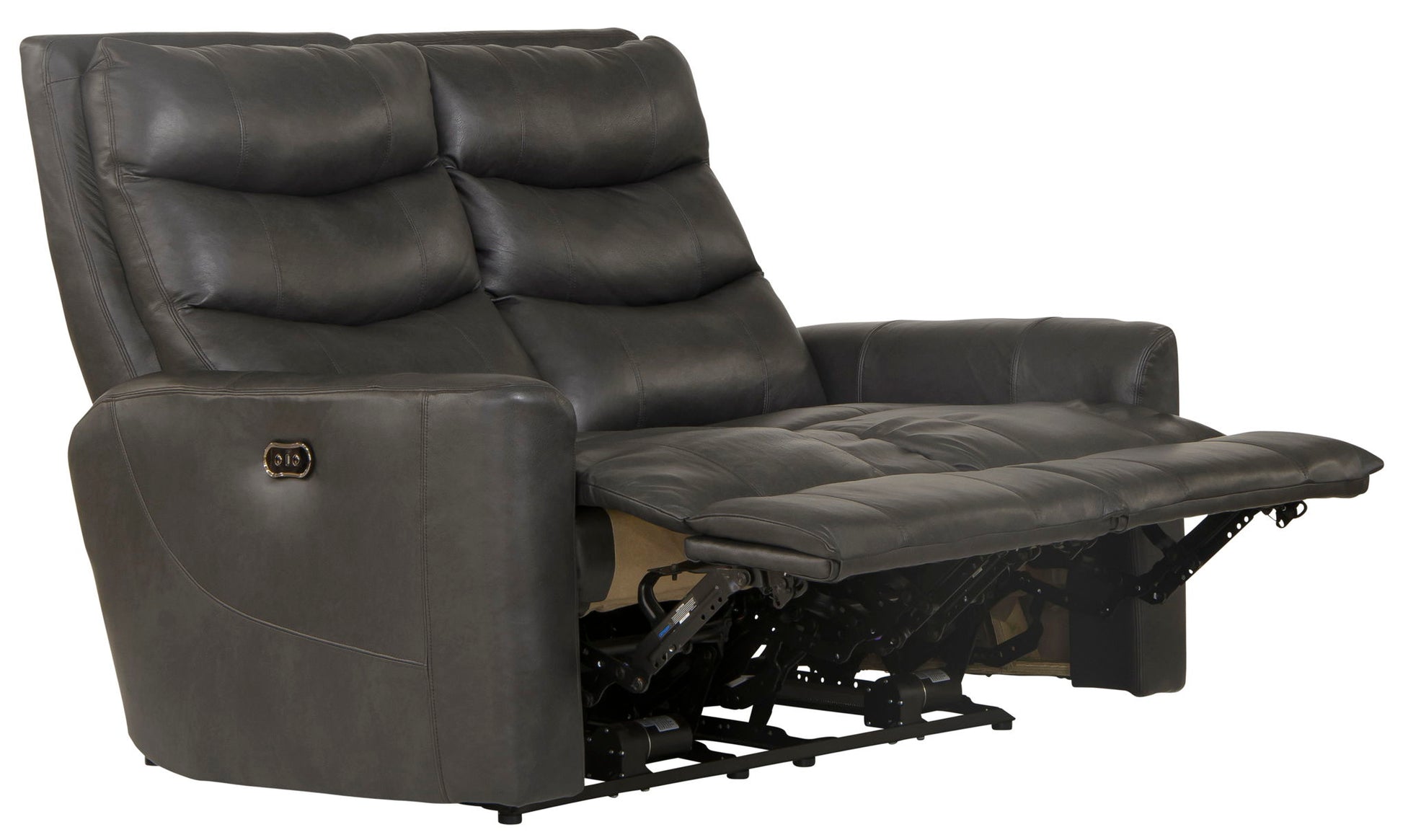 Bosa - Leather Power Reclining Loveseat - Charcoal - Hornell Furniture Outlet