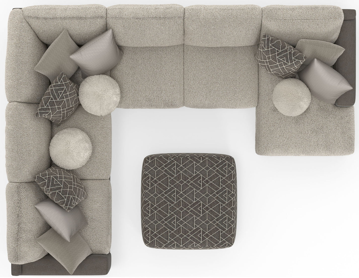 Canyon - 4 Piece Sectional With Cuddler Seat Cushions, Included Accent Pillows And Cocktail Ottoman (Right Side Facing Chaise) - Umber - Hornell Furniture Outlet
