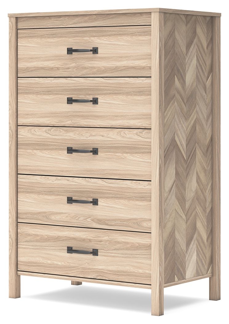 Battelle - Tan - Five Drawer Chest - Hornell Furniture Outlet