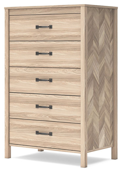Battelle - Tan - Five Drawer Chest - Hornell Furniture Outlet