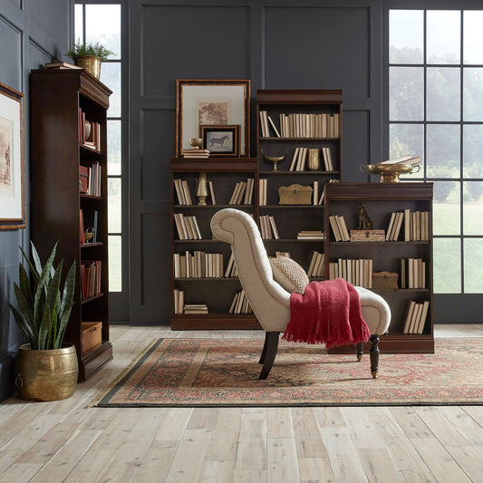 Brayton Manor - 4 Piece Stepped Bookcase Wall Set - Brown - Hornell Furniture Outlet