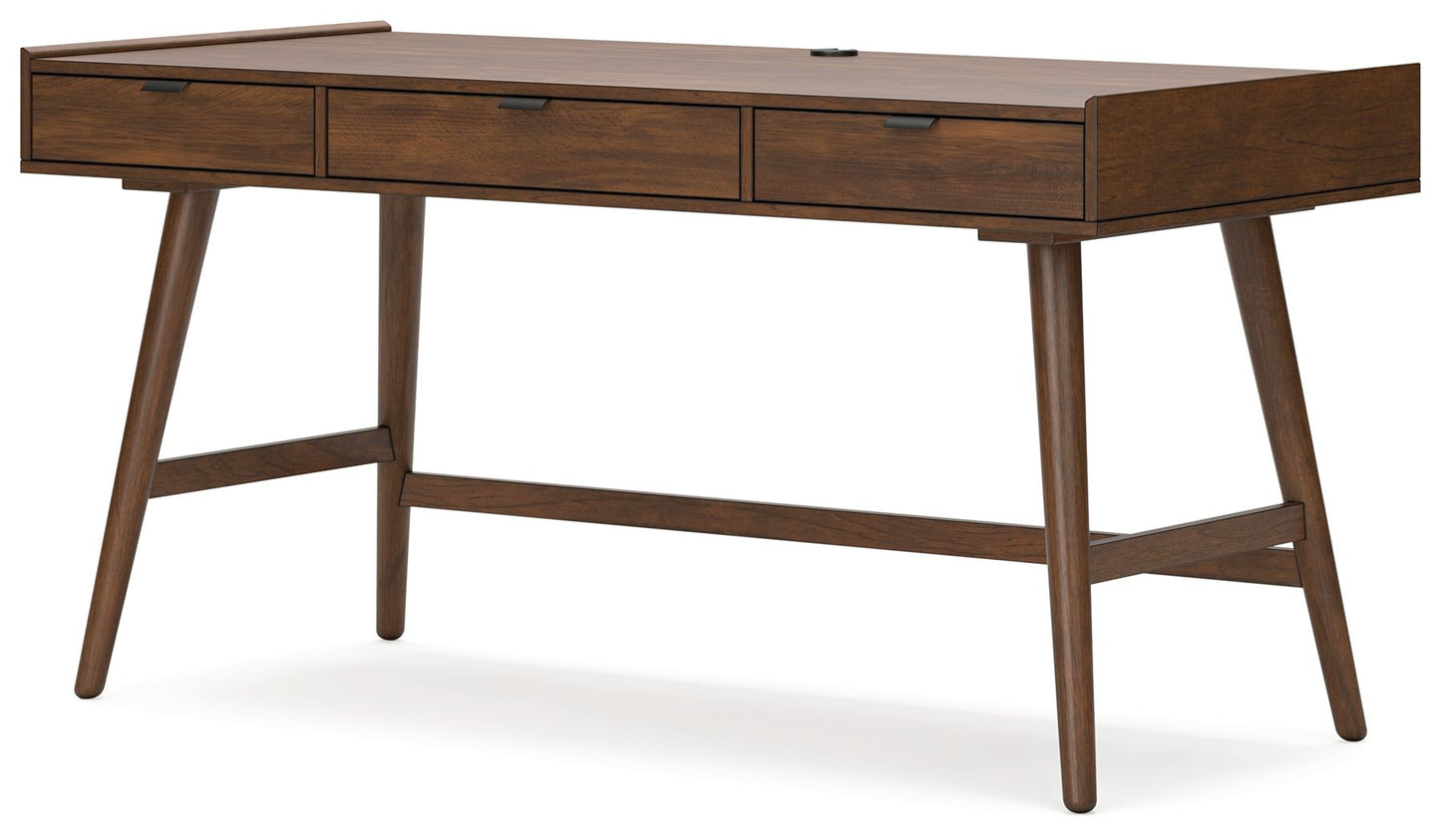 Lyncott - 3 Pc. - Home Office Desk, Chair, Bookcase - Brown - Hornell Furniture Outlet