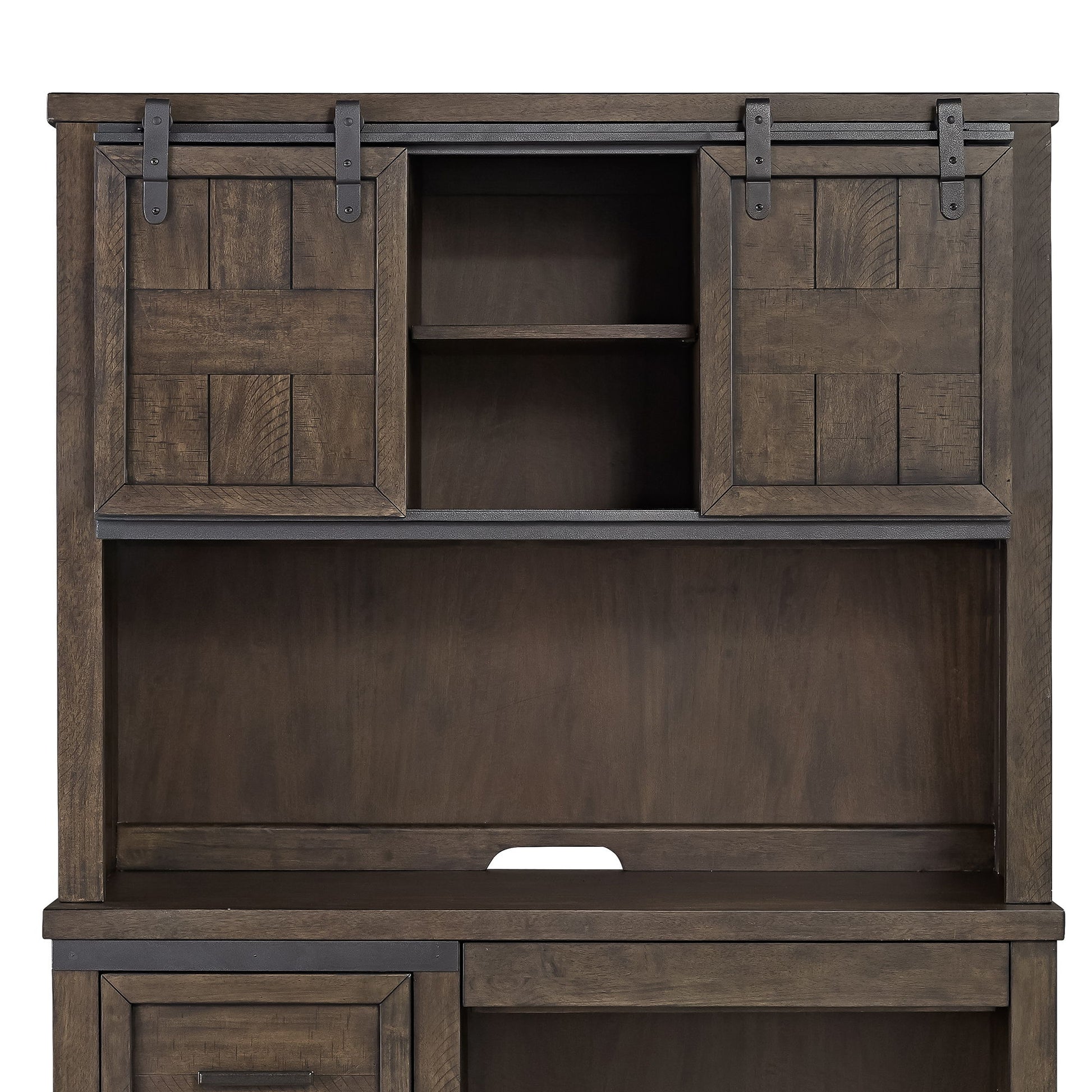 Thornwood Hills - Double Barn Door Hutch - Dark Brown - Hornell Furniture Outlet
