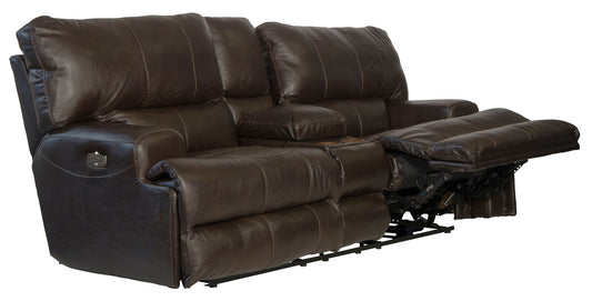 Wembley - Power Headrest With Lumbar Lay Flat Reclining Console Loveseat - Hornell Furniture Outlet
