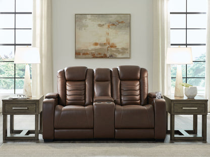 High Impact - Tobacco - Power Reclining Loveseat With Console / Adj Hdrst - Hornell Furniture Outlet