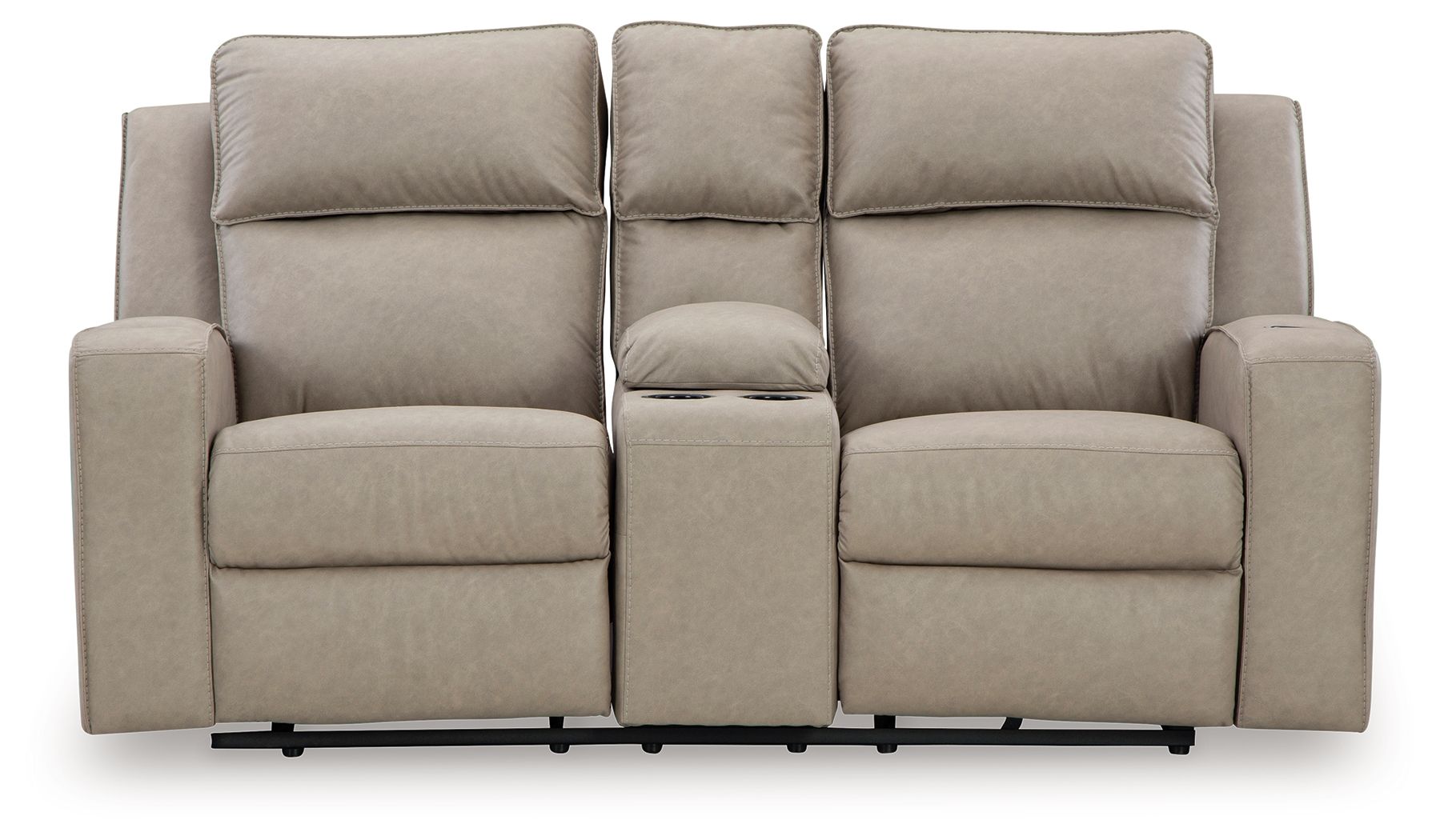 Lavenhorne - Pebble - Dbl Rec Loveseat W/Console - Hornell Furniture Outlet