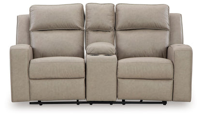 Lavenhorne - Pebble - Dbl Rec Loveseat W/Console - Hornell Furniture Outlet
