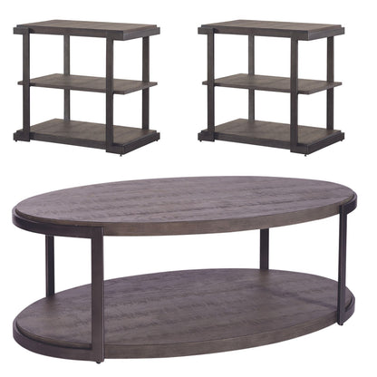 Modern View - 3 Piece Table Set (1 Oval Cocktail Table 2 End Tables) - Dark Gray - Hornell Furniture Outlet