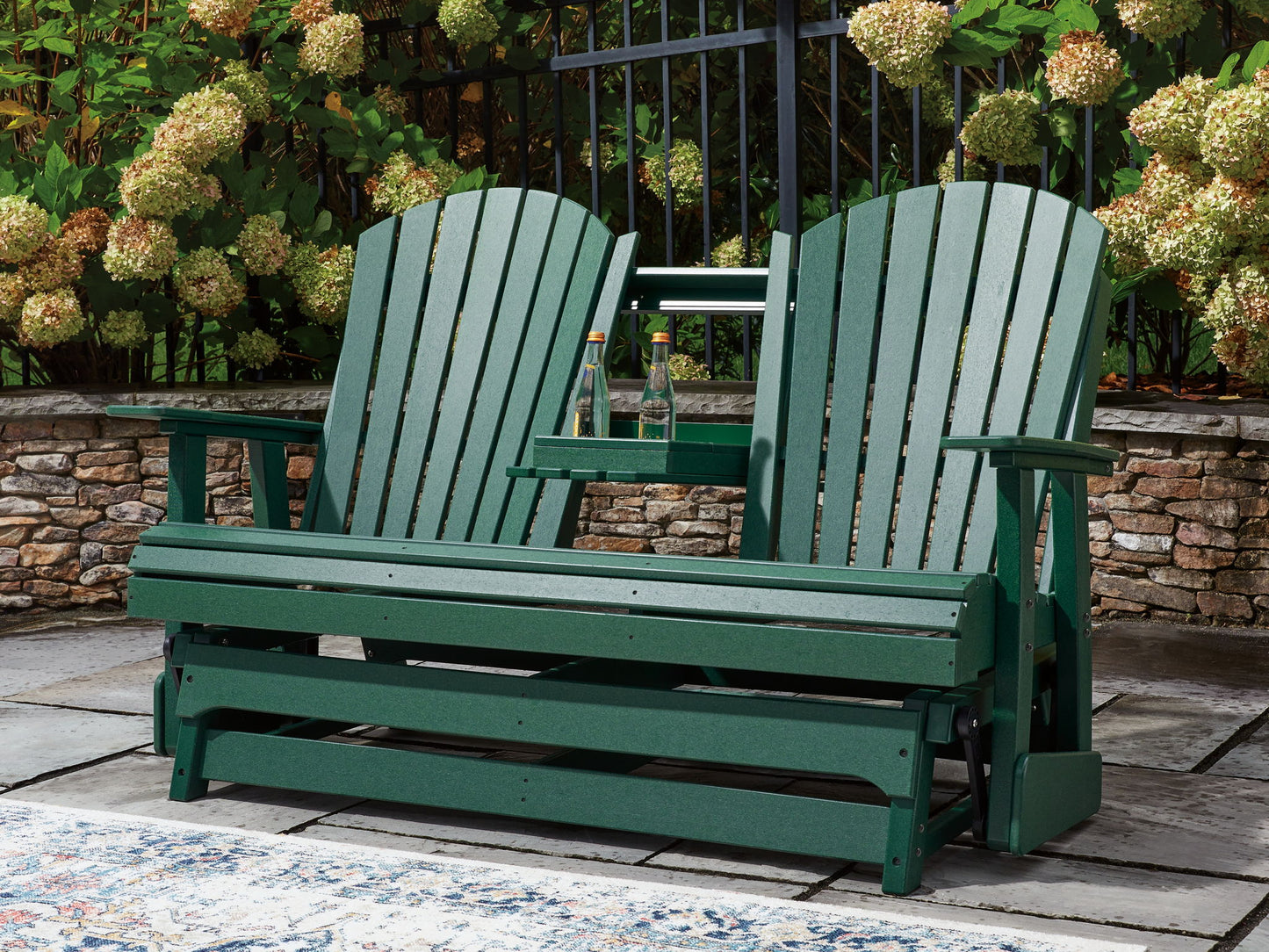 Shell Beach - Loveseat Glider - Green - Hornell Furniture Outlet