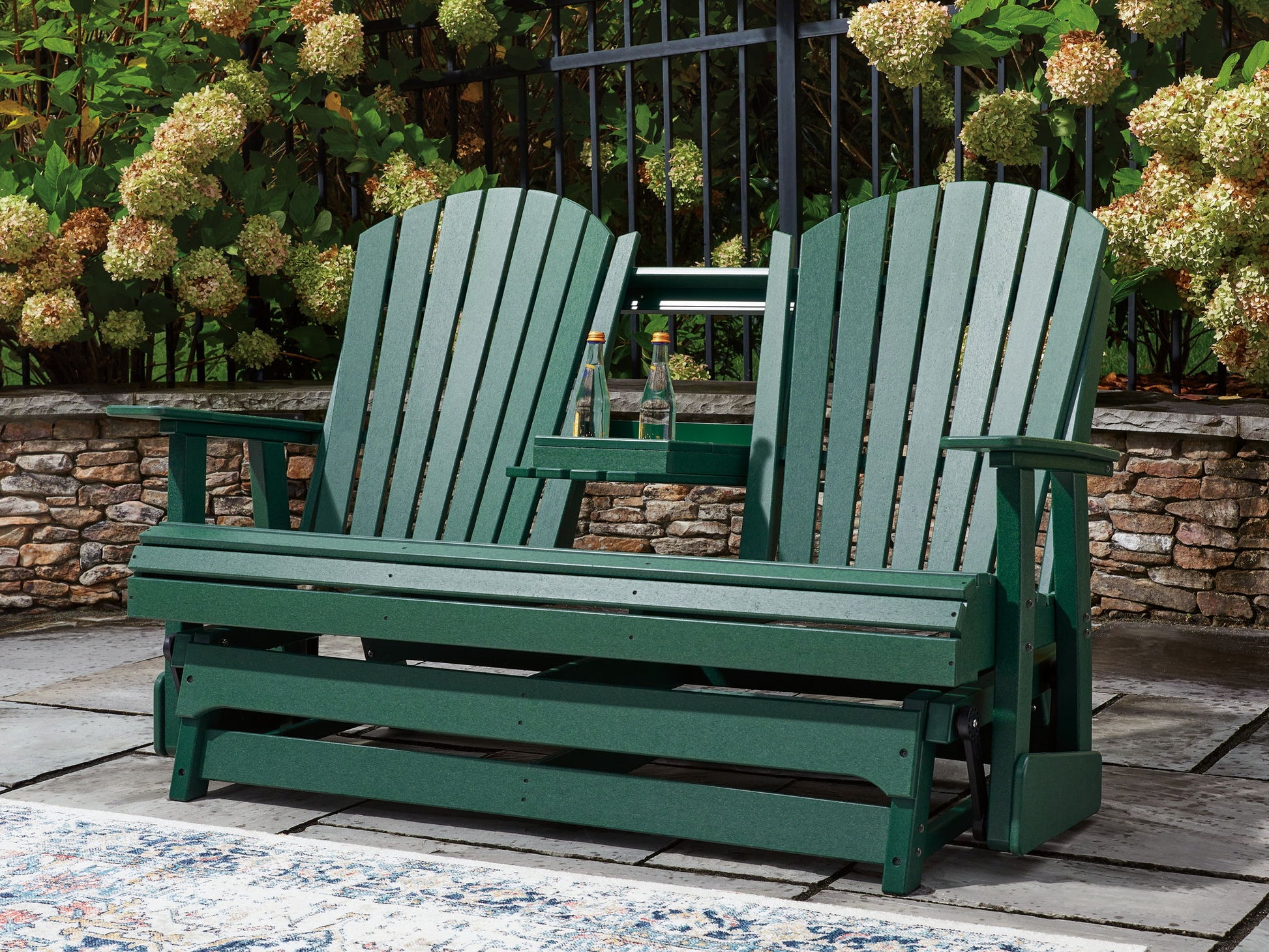 Shell Beach - Loveseat Glider - Green - Hornell Furniture Outlet