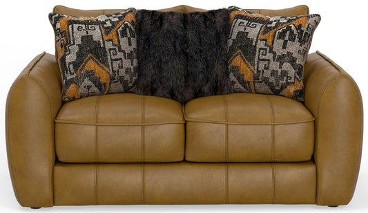Corvara - Top Grain Italian Leather Match Loveseat - Caramel - Hornell Furniture Outlet