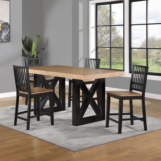 Magnolia - 5 Piece Counter Table Dining Set - Black / Light Brown - Hornell Furniture Outlet