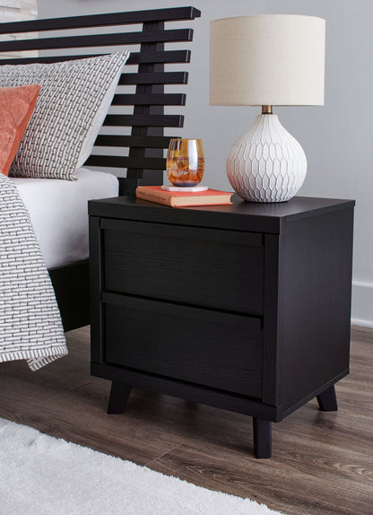 Danziar - Black - Two Drawer Night Stand - Hornell Furniture Outlet
