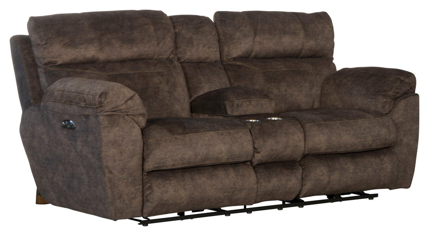 Sedona - Power Headrest Lay Flat Reclining Console Loveseat With Storage & Cupholders - Hornell Furniture Outlet