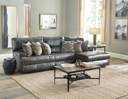 Como - 3 Piece Italian Leather Match Reclining Sectional - Hornell Furniture Outlet