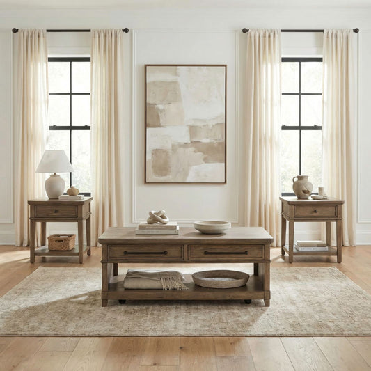Artisan Home - 3 Piece Set (Cocktail Table And 2 End Tables) - Sienna Stone - Hornell Furniture Outlet