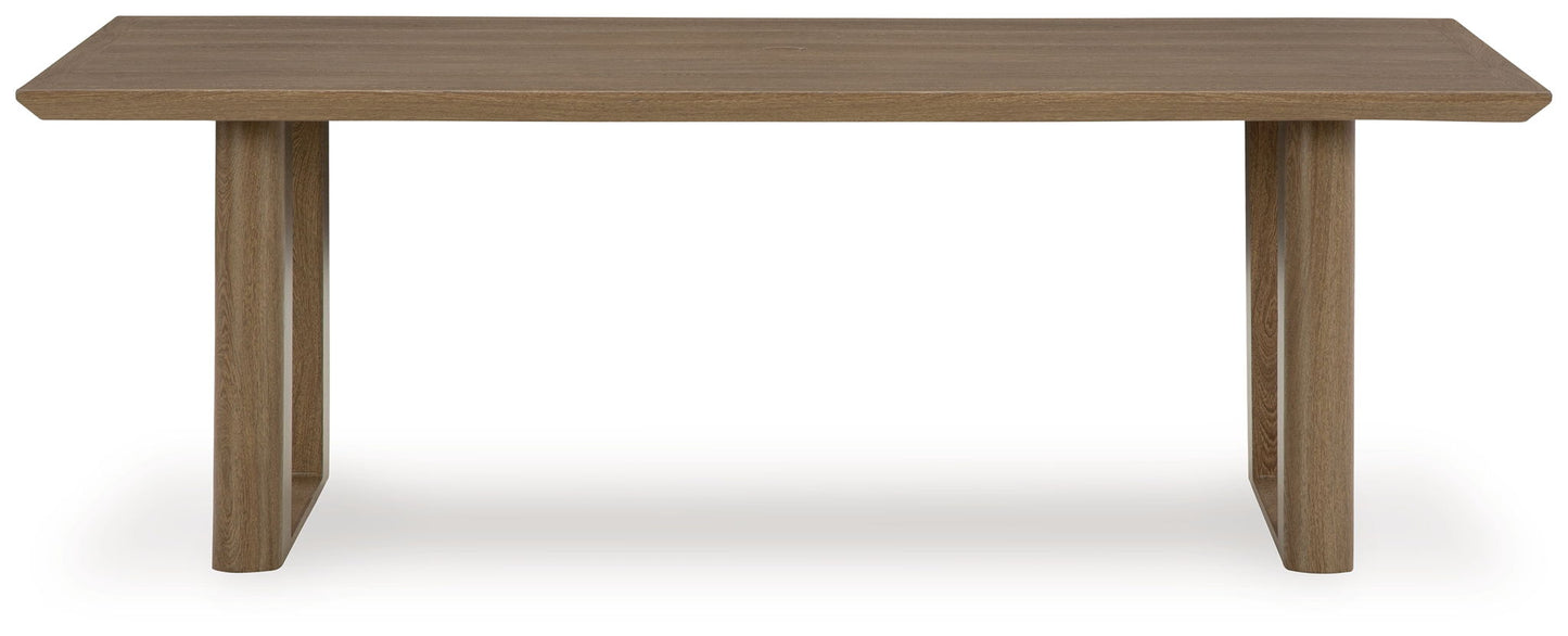 Serene Bay - Dark Brown - Rectangular Dining Table With Umbrella Option - Hornell Furniture Outlet