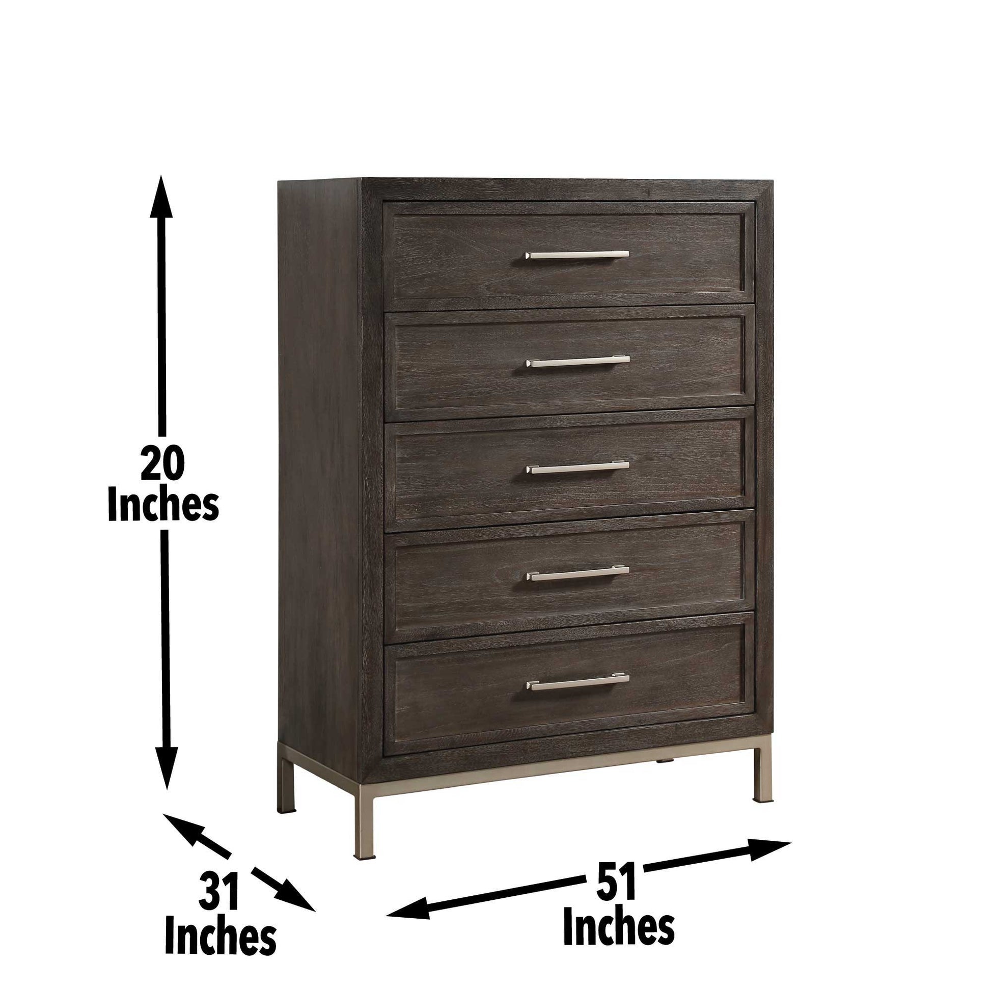 Broomfield - 5 - Drawer Chest - Brown - Hornell Furniture Outlet