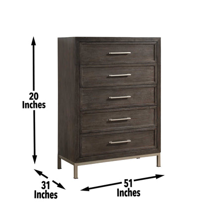 Broomfield - 5 - Drawer Chest - Brown - Hornell Furniture Outlet