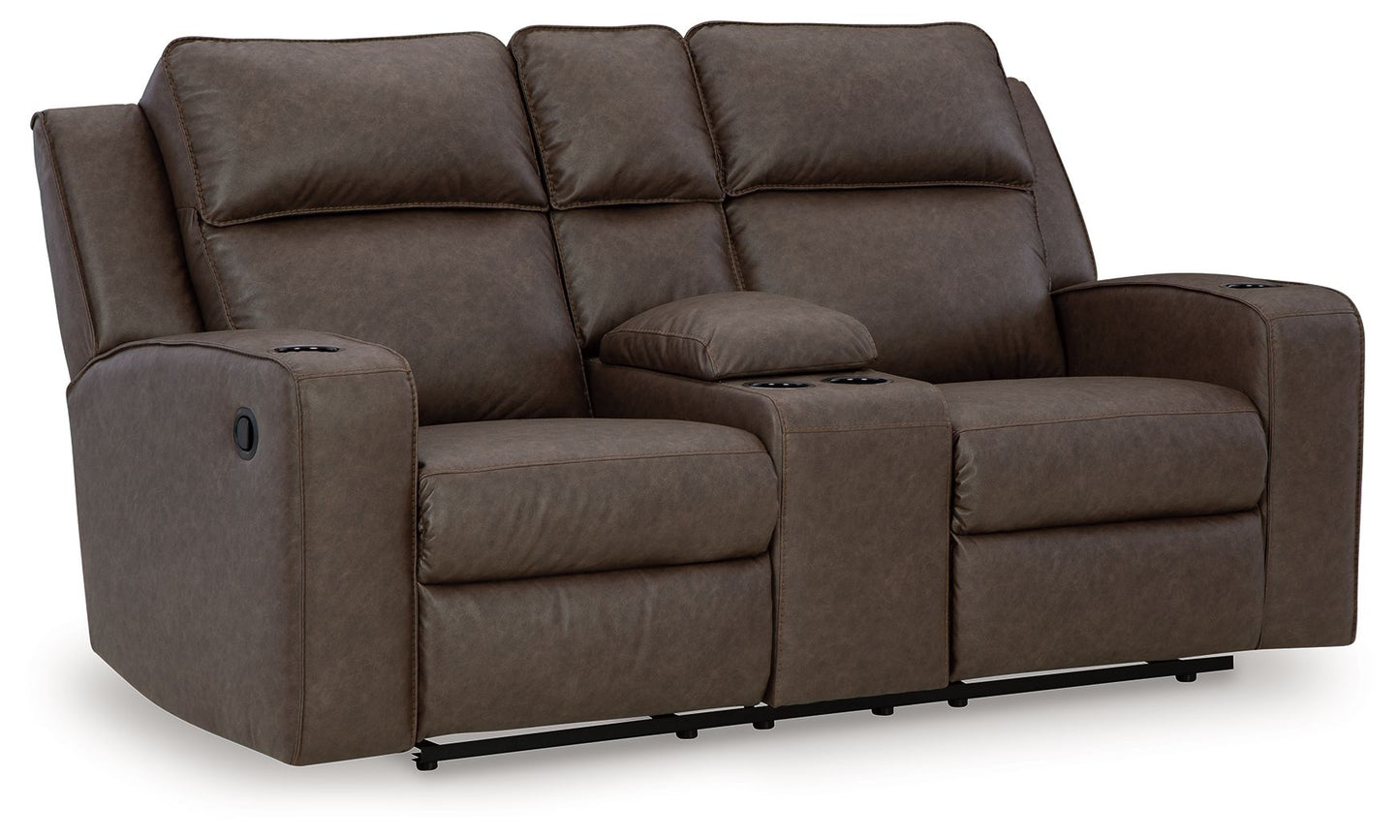 Lavenhorne - Granite - Dbl Rec Loveseat W/Console - Hornell Furniture Outlet