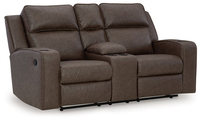 Lavenhorne - Granite - Dbl Rec Loveseat W/Console - Hornell Furniture Outlet