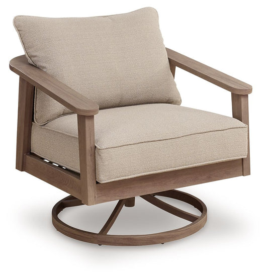 Harmony Headlands - Swivel Lounge With Cushion - Natural / Gray - Hornell Furniture Outlet